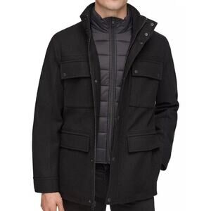 Guess Men’s Water Repellent Jacket With Zip Out Quilted Puffer Bib Size Medium